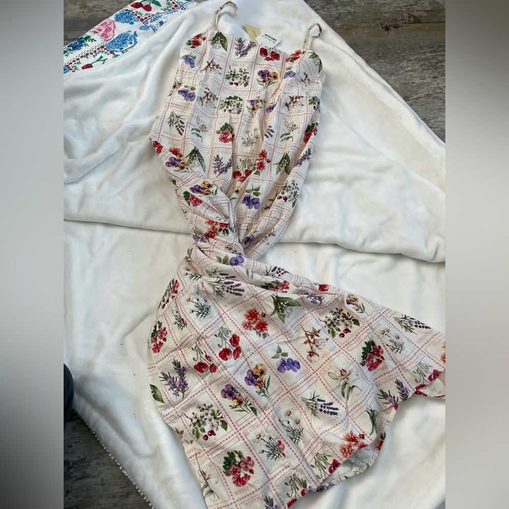 NWT Monteau Linen Blend Flowers Patterned Maxi Dress - Picture 2 of 5